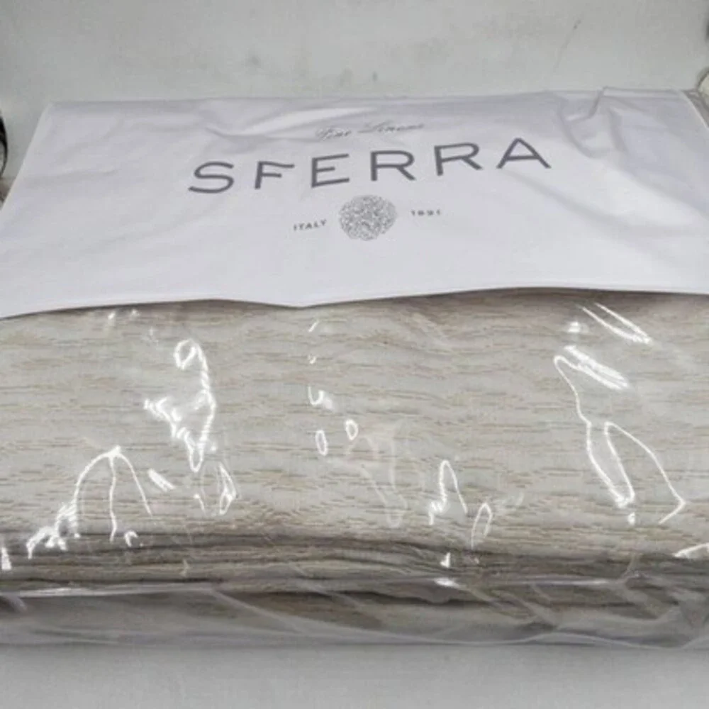 SFERRA Ondate Blanket Cover King Bluefin Two Toned Yarn Dye Weave Long Staple